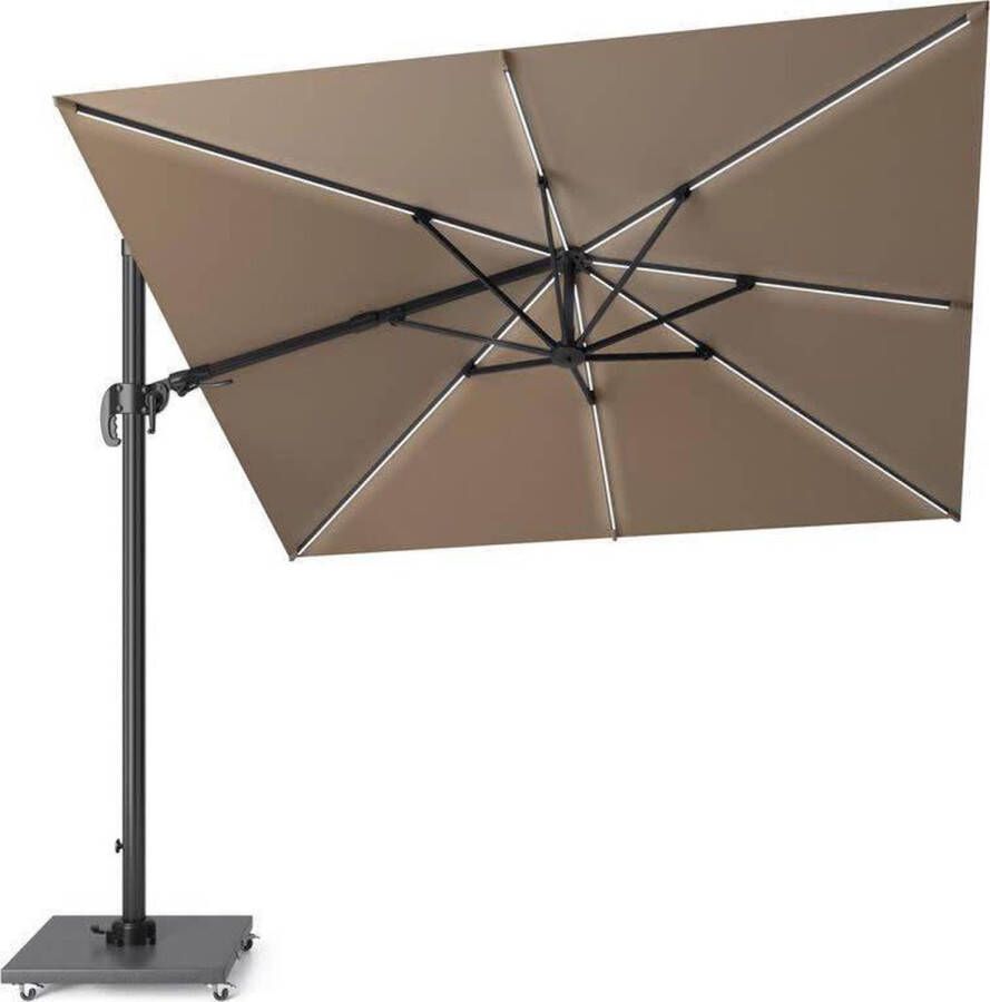 Platinum Zweefparasol Challenger T2 Glow 300x300 Cm Taupe Zonwering