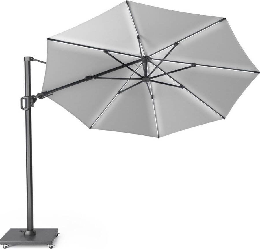 Platinum Sun & Shade zweefparasol Challenger T² Glow ø350 lichtgrijs