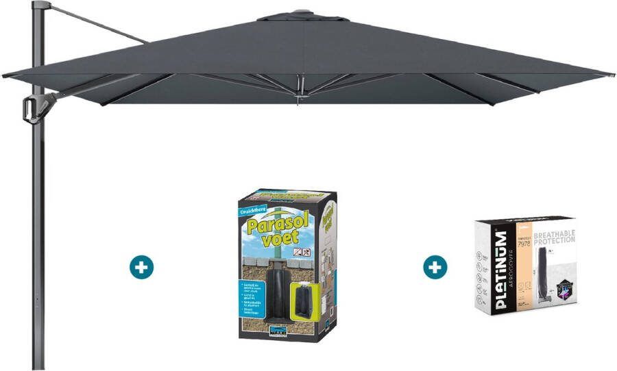 Platinum Challenger Telescope Zweefparasol premium 3 5x3 5 Faded Black met ingraafvoet en hoes