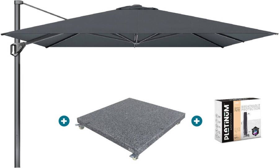 Platinum Challenger Telescope Zweefparasol premium 3 5x3 5 Faded Black met voet en hoes