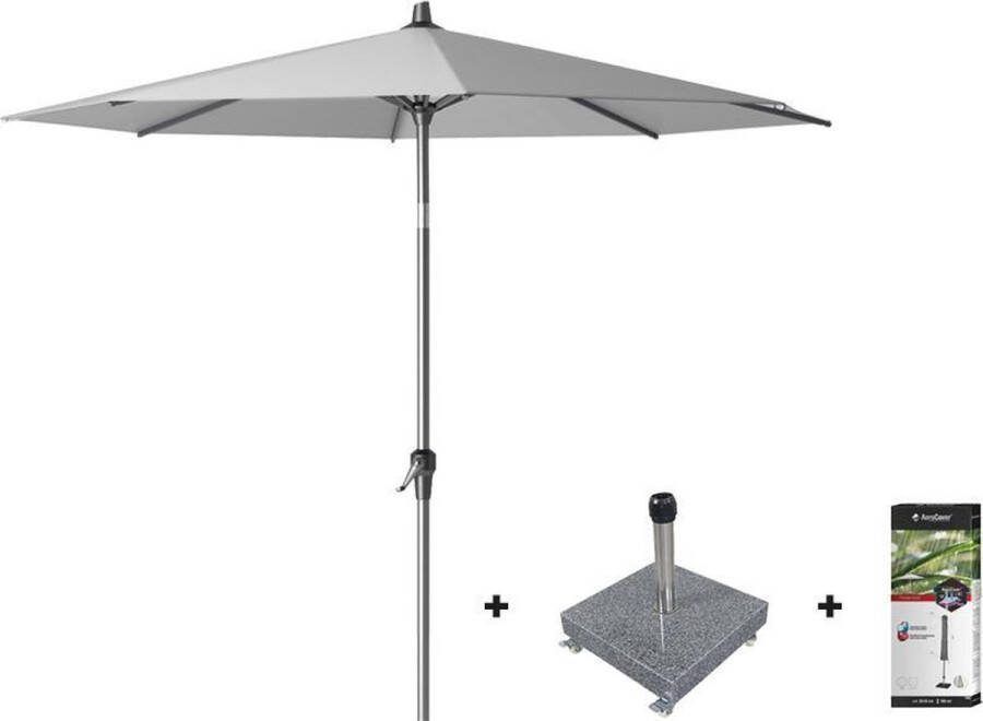 Platinum Riva stokparasol 2 5 m. rond Light Grey met voet en hoes