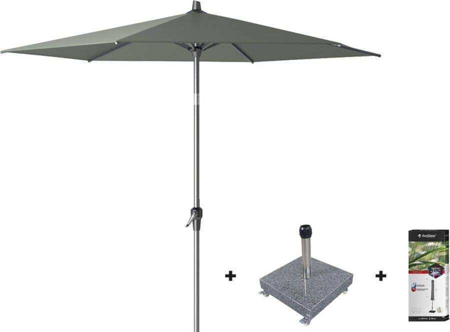 Platinum Riva stokparasol 2 5 m. rond Olive met voet en hoes