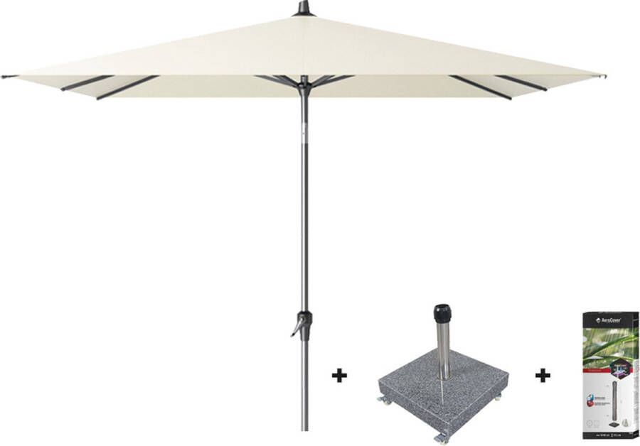 Platinum Riva stokparasol 2.5x2.5 Ecru met voet en hoes