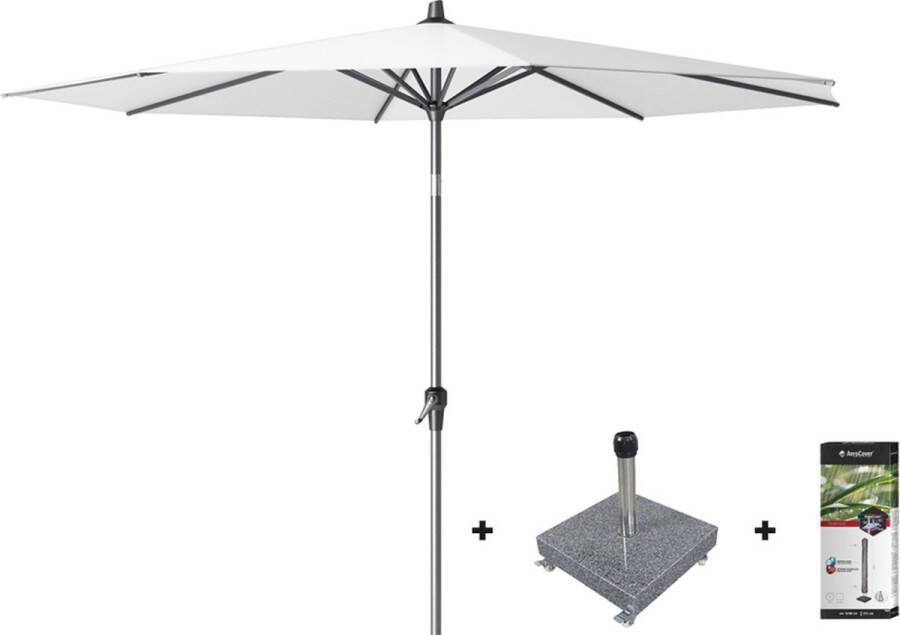 Platinum Riva stokparasol 3 m. rond White met voet en hoes