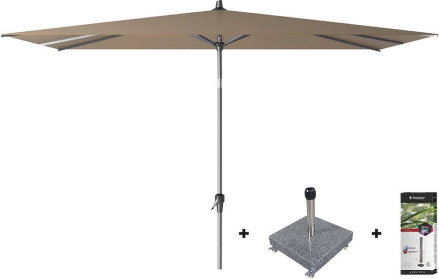 Platinum Riva stokparasol 3x2 Taupe met voet en hoes