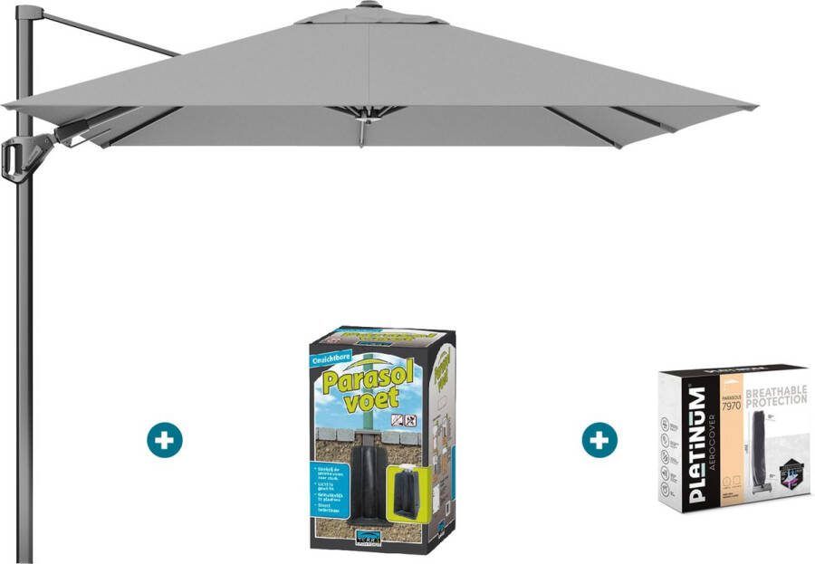 Platinum Voyager zweefparasol T2 2 7x2 7 Grijs met ingraafvoet en hoes