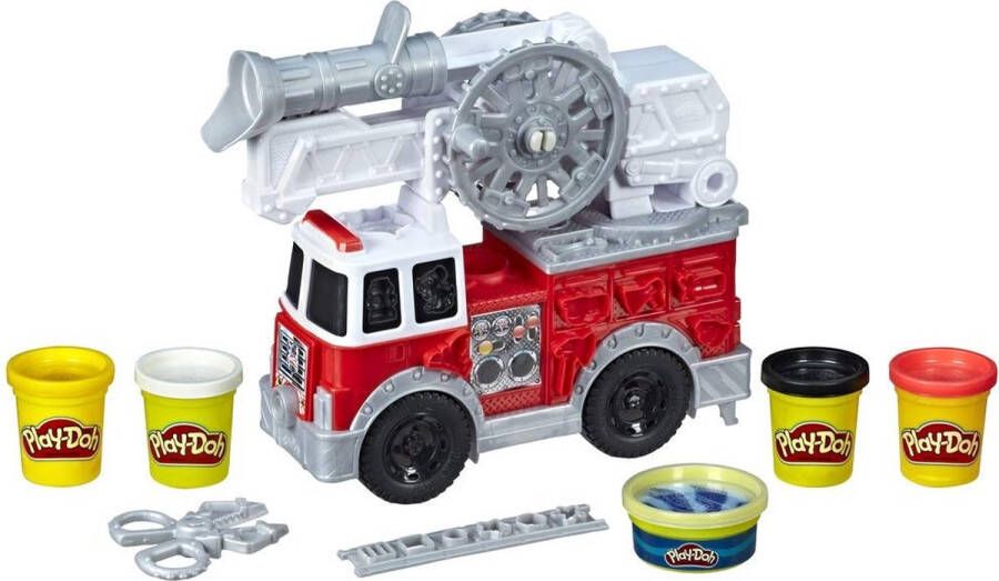Play-Doh kleiset met brandweerwagen 6-delig rood