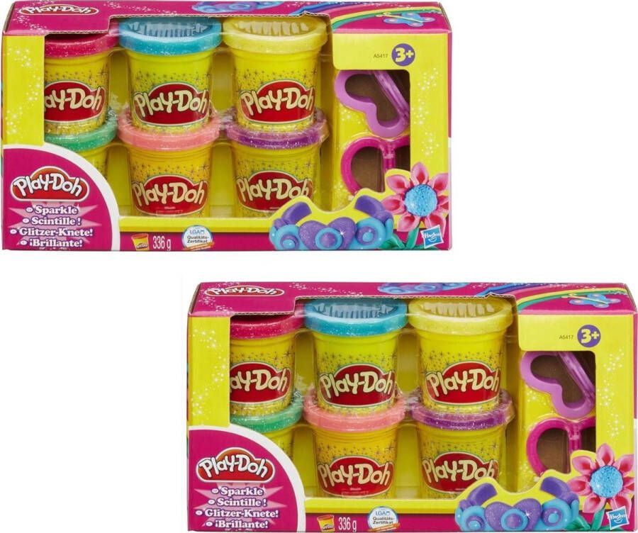 Play-Doh Glitter Klei 12 Potjes 2 verpakkingen Voordeelbundel