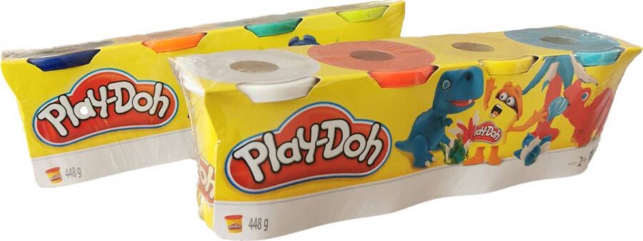 Play-Doh Klei 2x 4 stuks- 8 potjes (2x448gram)-creatieve knutselset-spelend leren-creatief spelen-kinderklei-speelgoed-speelpret-kindercadeau-kindergeschenk-speelklei