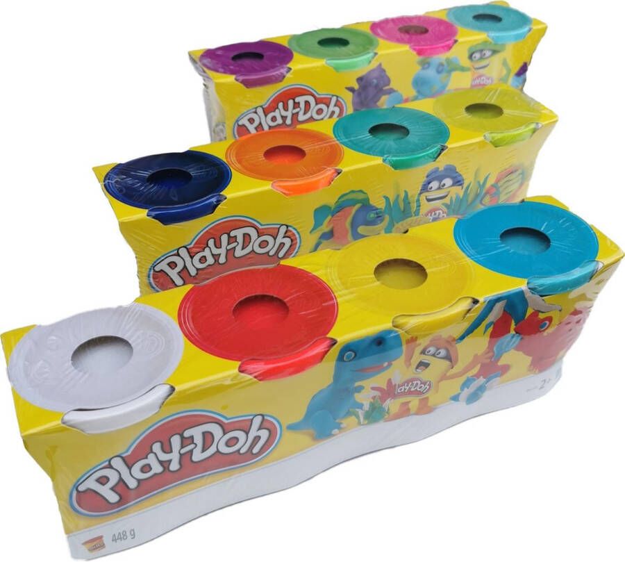 Play-Doh Klei-creatieve knutselset-spelend leren-creatief spelen-kinderklei-speelgoed-speelpret-kindercadeau-kindergeschenk- 3*4 stuks (3*448gram)