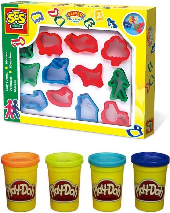 Play-Doh Kleivormpjes 12 Stuks + 4 potten klei (448 gram)