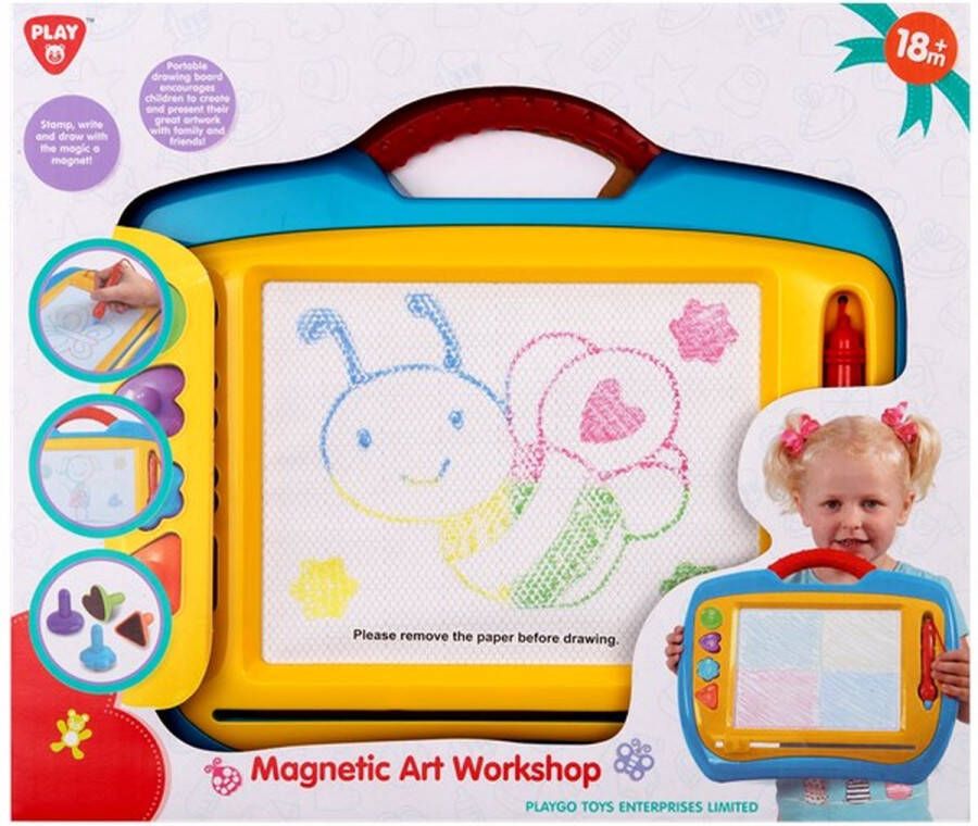 Merkloos Playgo Magnetisch Tekenbord voor Kinderen Educatief Speelgoed Kleurrijk Ontwerp