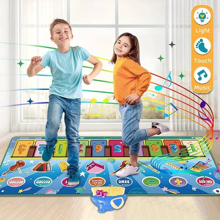 PLay Mat Pianomat Speelmat Dansmat voor meisjes en jongens 132 cm x 48 cm Muziekmat Speelkleed Baby kinderen piano mat Acht Instrumenten Anti-slip
