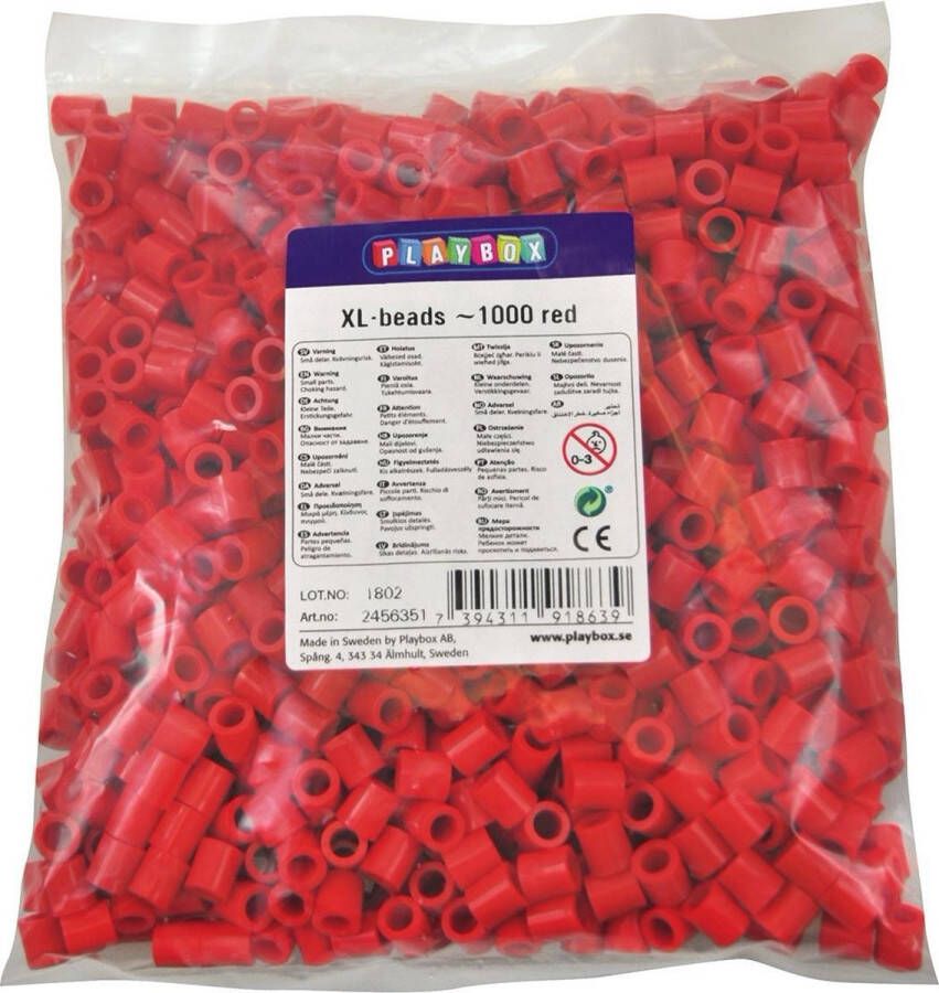 Playbox Maxi Strijkkralen Rood 1000 stuks