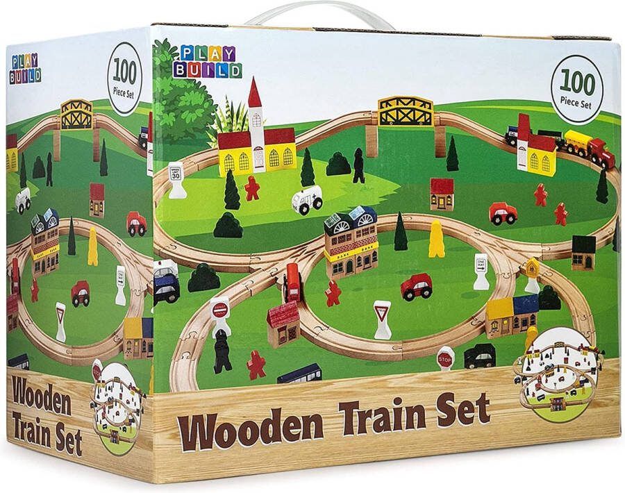 PlayBuild Play Build Houten Treinset 100 delig
