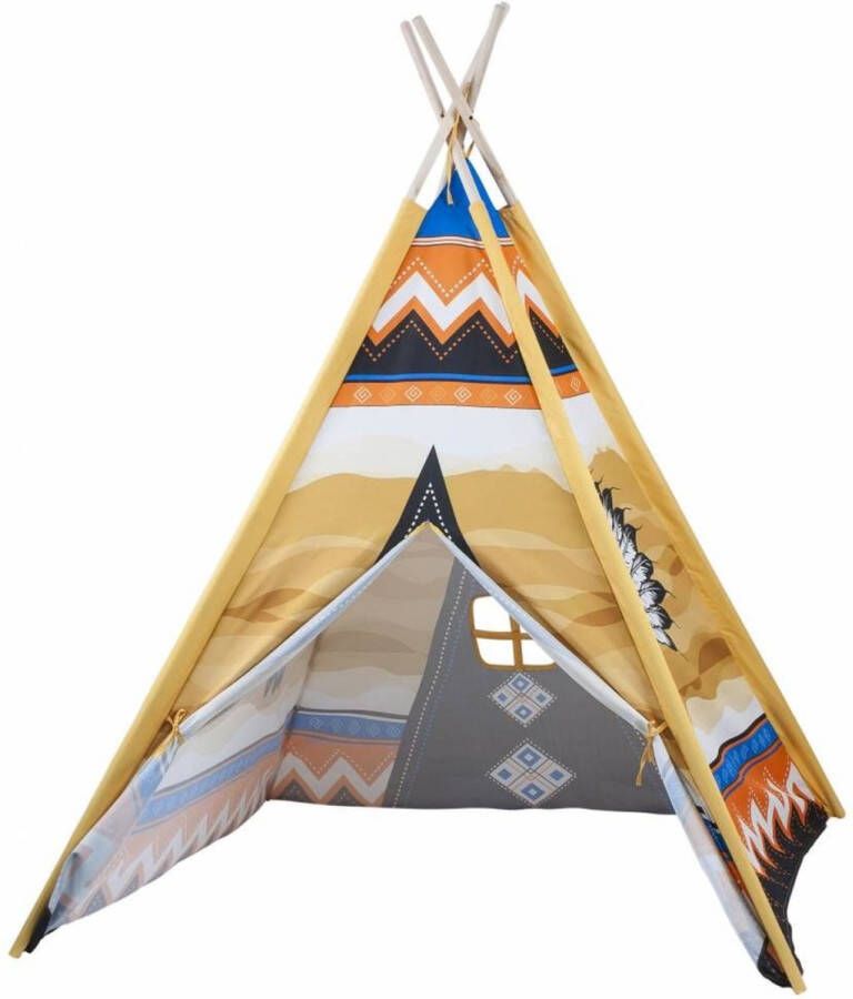 Playfun Tent Indianentent met houten stokken 130x95x95cm