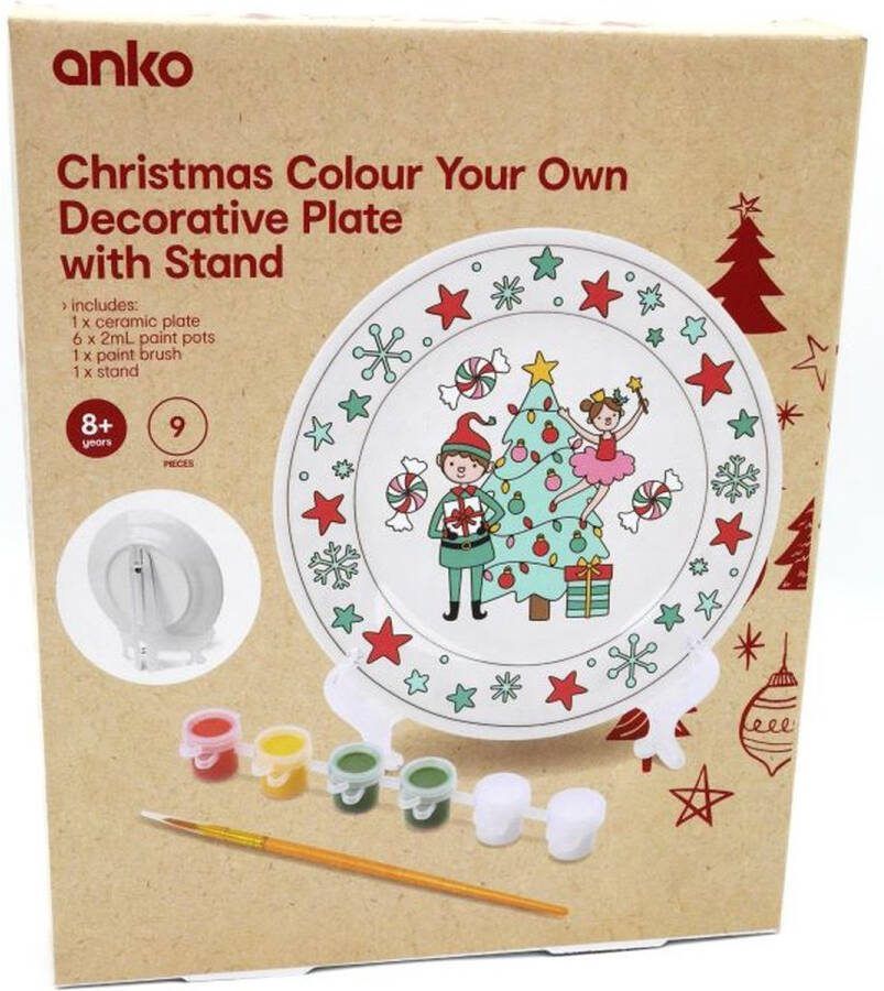 Playgo Ontbijtbordjes schilderen met kerst opdruk 2 assortie