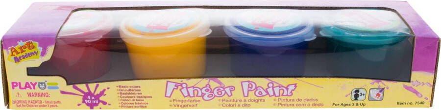 Playgo vingerverf waterverf set basis kleuren 8 x 90 ML knutselen creatief bezig zijn met kinderen