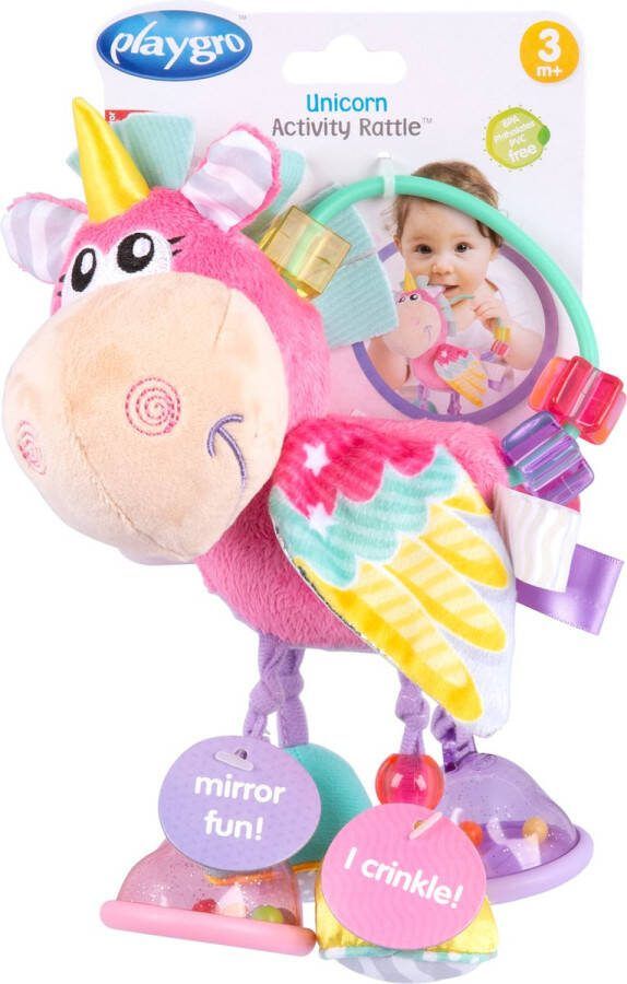 Playgro Clip Clop Rammelaar Unicorn Eenhoorn Roze Activiteitenspeeltje Kraamkado