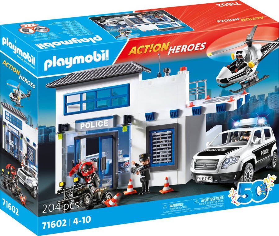 PLAYMOBIL Action Heroes 50YR Politiepost met voertuigen 71602