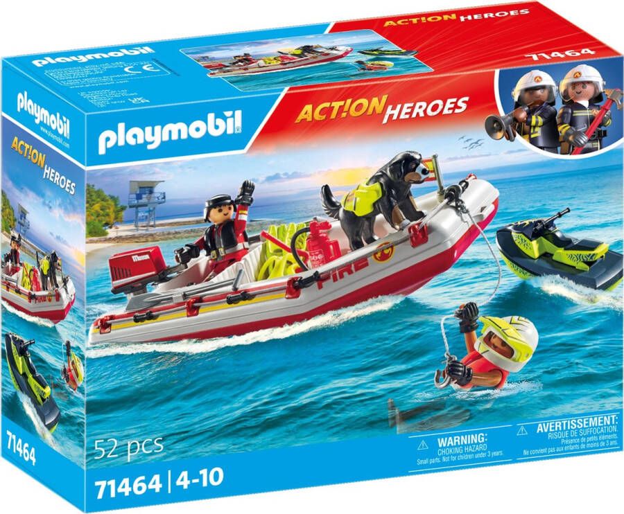 PLAYMOBIL Action Heroes Brandweerboot met waterscooter 71464