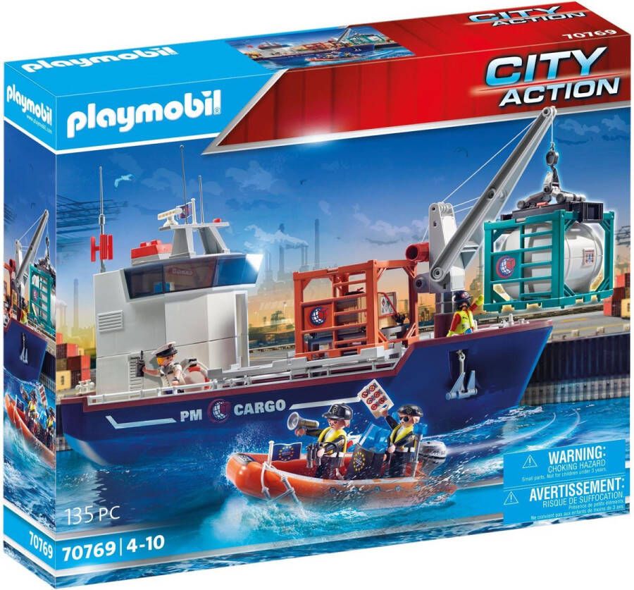 PLAYMOBIL City Action Cargo Groot containerschip met douaneboot 70769