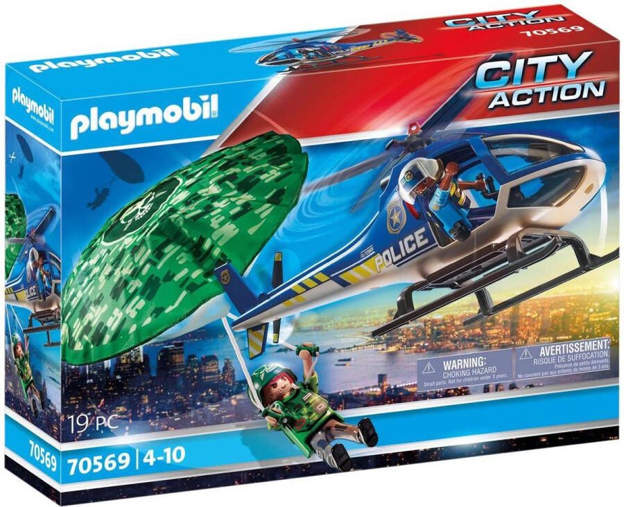 Playmobil Â City Action 70569 politie helikopter parachute achtervolging