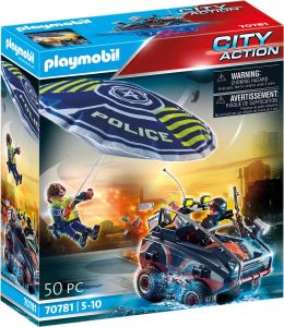 PLAYMOBIL City Action Politieparachute: achtervolging van het amfibievoertuig 70781
