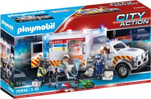 PLAYMOBIL Voertuig Speelset Rescue Vehicle: Us Ambulance City Action 70936 (93 Pcs)