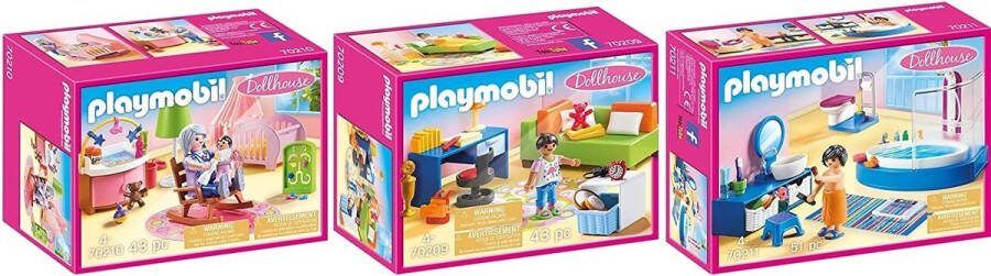 PLAYMOBIL Dollhouse Set van 3 onderdelen 70209 + 70210 + 70211