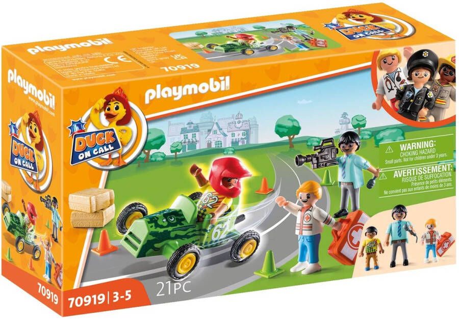 PLAYMOBIL Duck On Call Ambulance actie. Help de racer! 70919