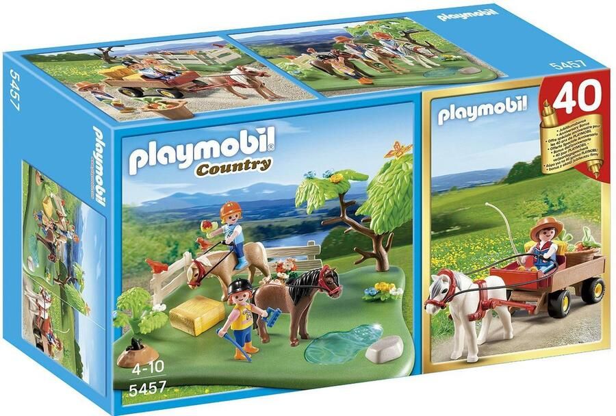 PLAYMOBIL Jubileum Compact Set Ponyweide met hooiwagen CompactSet anniversaire Cavaliers avec poneys et carriole