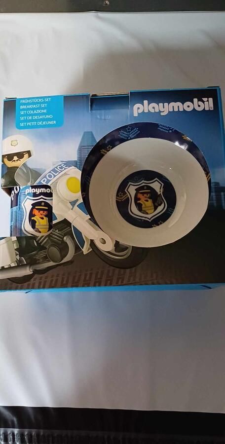 PLAYMOBIL ontbijt set politie 3delig.(keramiek)