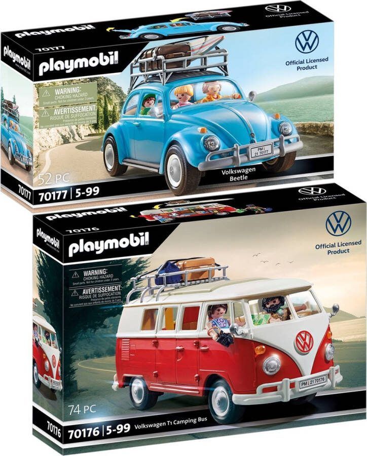 PLAYMOBIL Volkswagen 2-delig set VW T1 campingbus + VW Kever