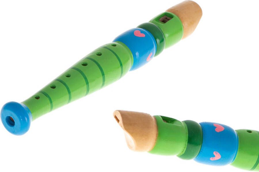 Playos Blokfluit 20 cm Hout Groen Blauw Kinderen Fluit Muziek Fluit Muzikaal Speelgoed Instrumenten Muziekinstrument
