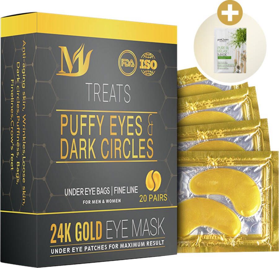 Golden Bee Collageen Oogmasker tegen Wallen 20 Paar (40 stuks) Gezichtsverzorging Eye Oog Patches Pads Goud