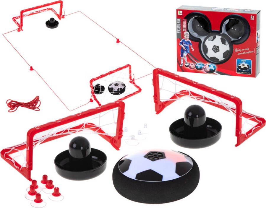 Playos Flying Hoverball Airhockey inclusief Doeltjes voor op Tafel met Licht Speelgoed Binnen Speelgoed Zwevende Bal Binnen Voetbal