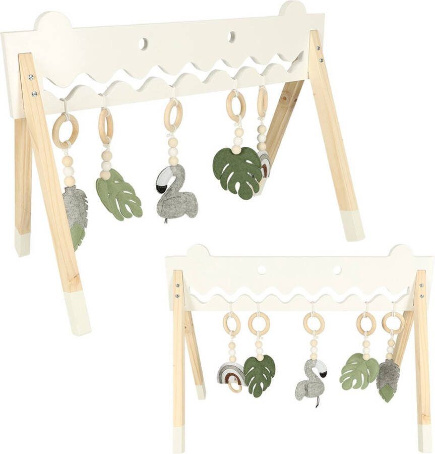 Playos Houten Babygym met Hangers Jungle Groen Jongens en Meisjes Houten Baby Speelgoed vanaf 0 Maanden Kraamcadeau