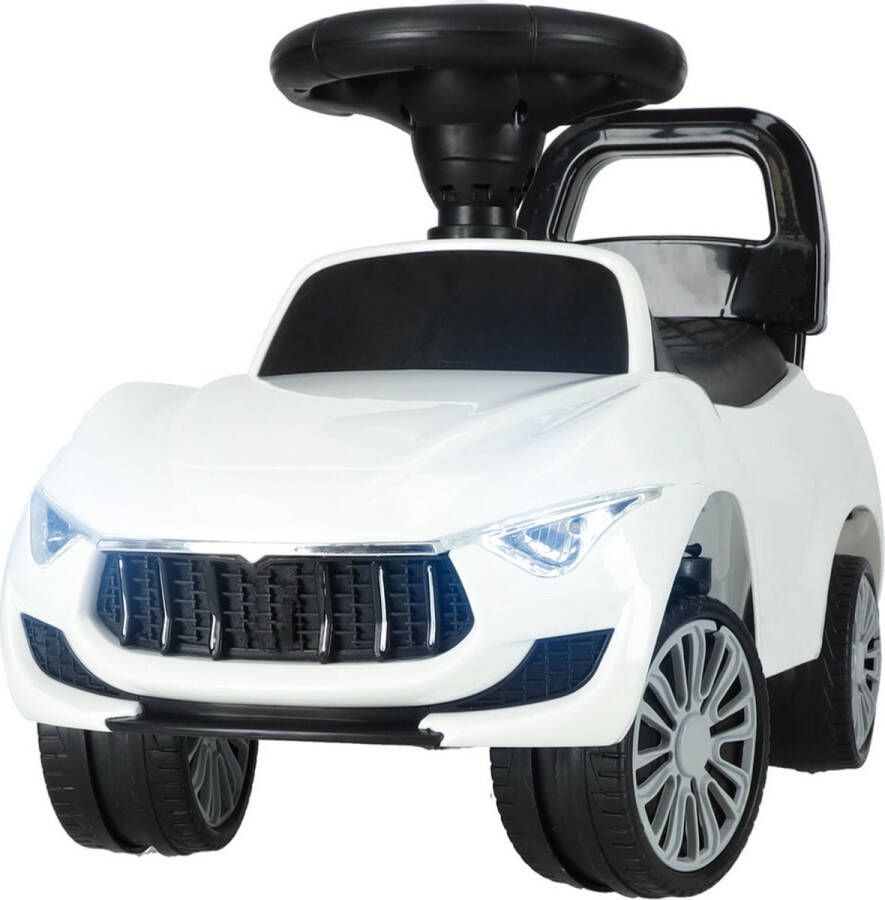 Playos Loopauto Wit Loopwagen met Geluid en Licht Duwauto Opbergruimte Beschermbeugel Jongens en Meisjes