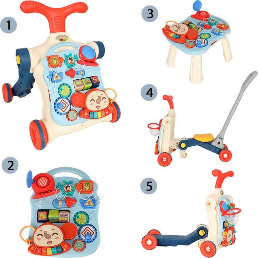 Playos Looptrainer en Tafel 5 in 1 met Geluid Educatief Babyspeelgoed Loopwagen Leren Lopen Baby Walker Looptrainer Step Duwfiets