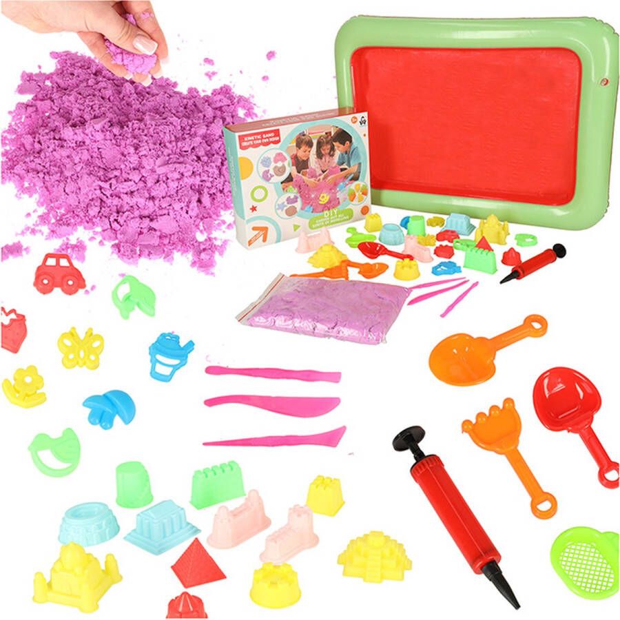 Playos Magisch Zand 1 kg Inclusief vormpjes Inclusief Zwembadje Willekeurige kleur -Speelzand Sensorisch Speelgoed Montessori Speelgoed Ontwikkelings Speelgoed Jongens en Meisjes Kinetisch Zand