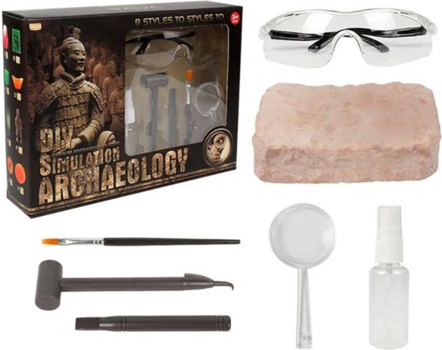 Playos Opgraven Amulet met Beitel Hamer en Kwastje Opgravingsset Archeologisch Speelgoed STEM Speelgoed Amulet Wetenschappelijk Speelgoed Wetenschap en Techniek Educatief