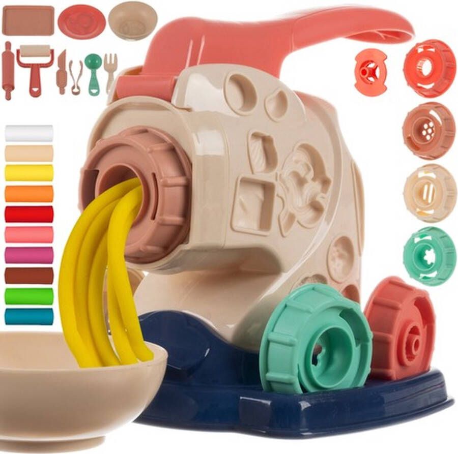 Playos Pastamachine Klei met 10 kleuren klei inclusief Accessoires Klei Speelset Speelgoed Sensorisch Speelgoed Creatief Speelgoed