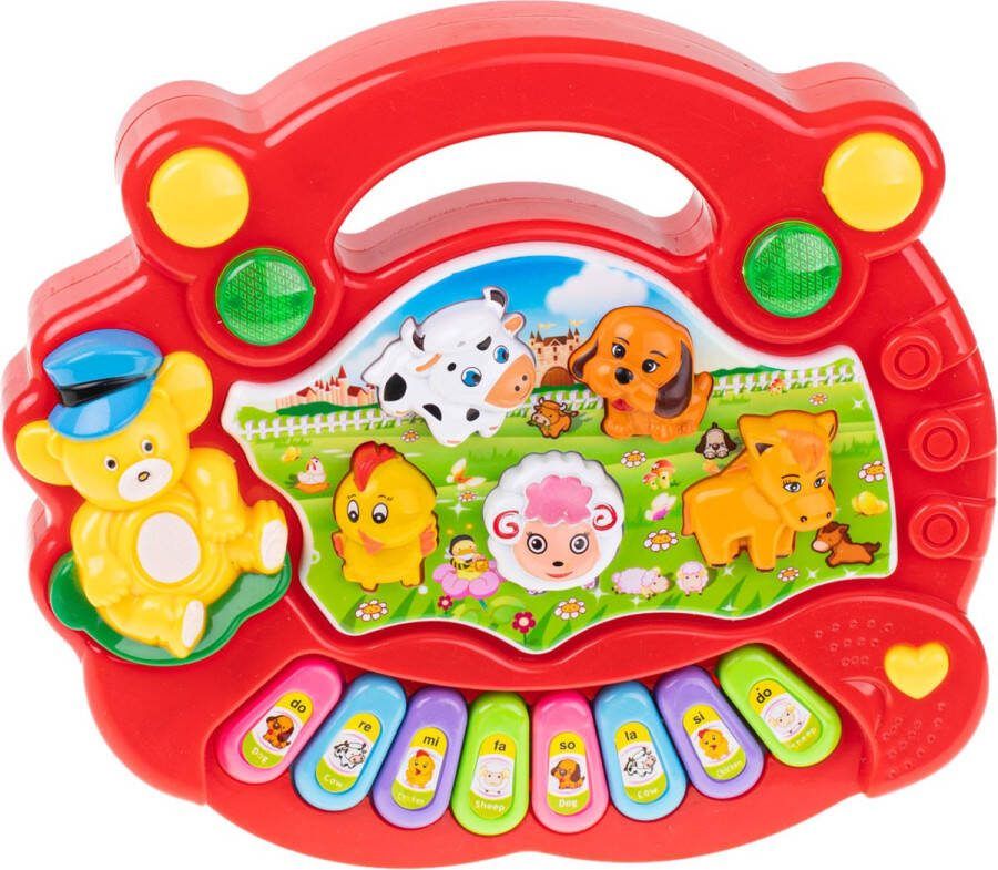 Playos Piano Boerderij Rood Baby en Peuter 8 toetsen met Dierengeluiden Keyboard Kinder Piano Muziekspeelgoed Speelgoedinstrument Muzikaal Speelgoed Muziekinstrument Speelgoed Piano