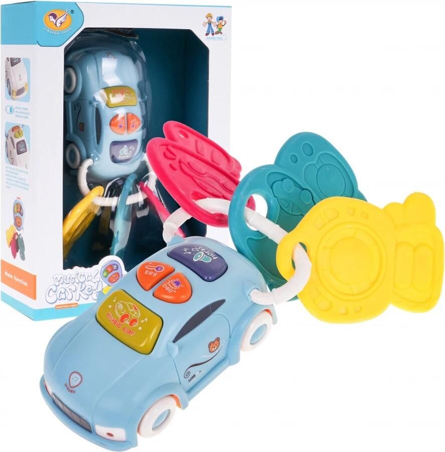 Playos Autosleutel voor Baby's en Peuters met Geluid en Licht Rammelaar Bijtspeelgoed Sleutelbos voor Kinderen Baby en Peuter Speelgoed Sensorisch Educatief