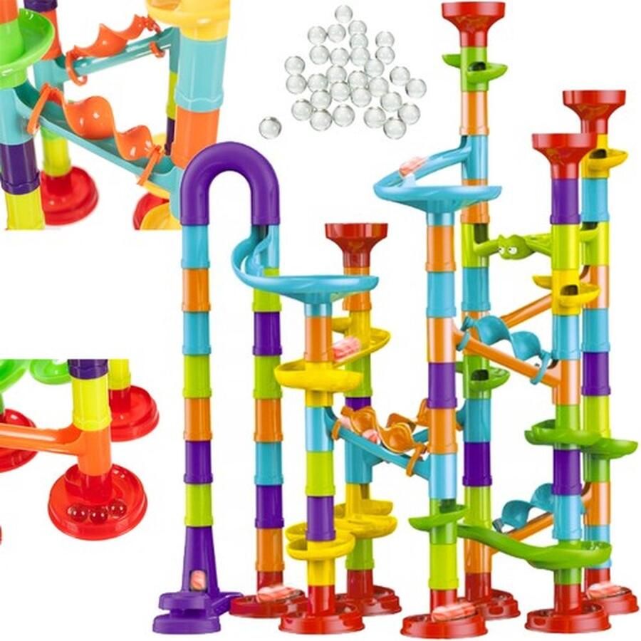 Playos Knikkerbaan 113 delig Inclusief 30 Knikkers Ball Track Constructie Speelgoed Educatief Bouwen STEM Speelgoed