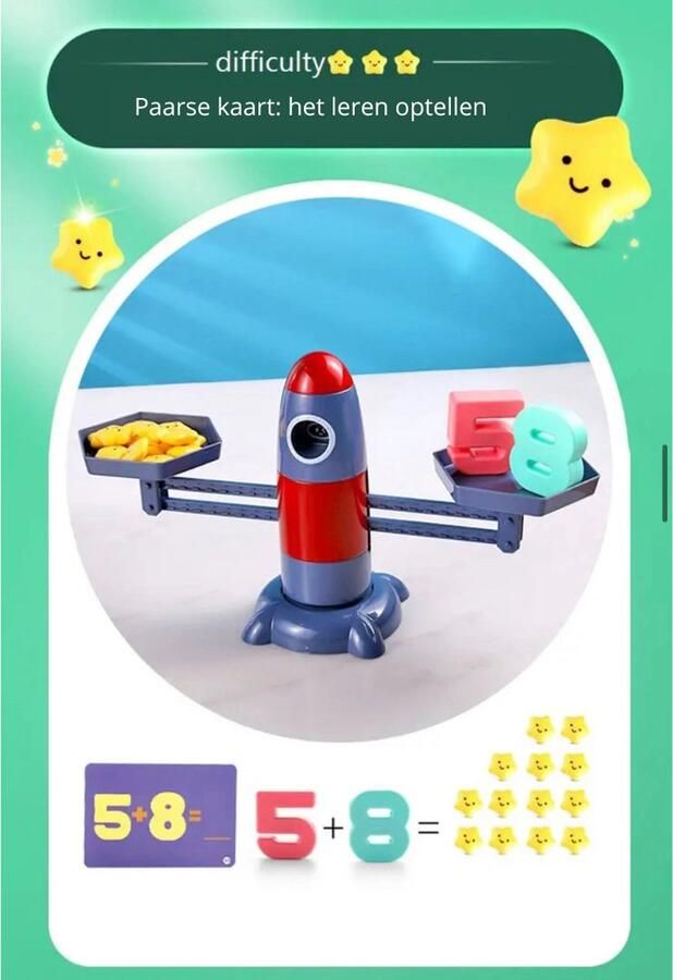Playos Rocket Balance Raket Balanceren Vanaf 3 Jaar Montessori Speelgoed Evenwicht Leerzaam Wiskunde Educatief Speelgoed Leren Rekenen Verschillende Levels Spelend Leren Tellen