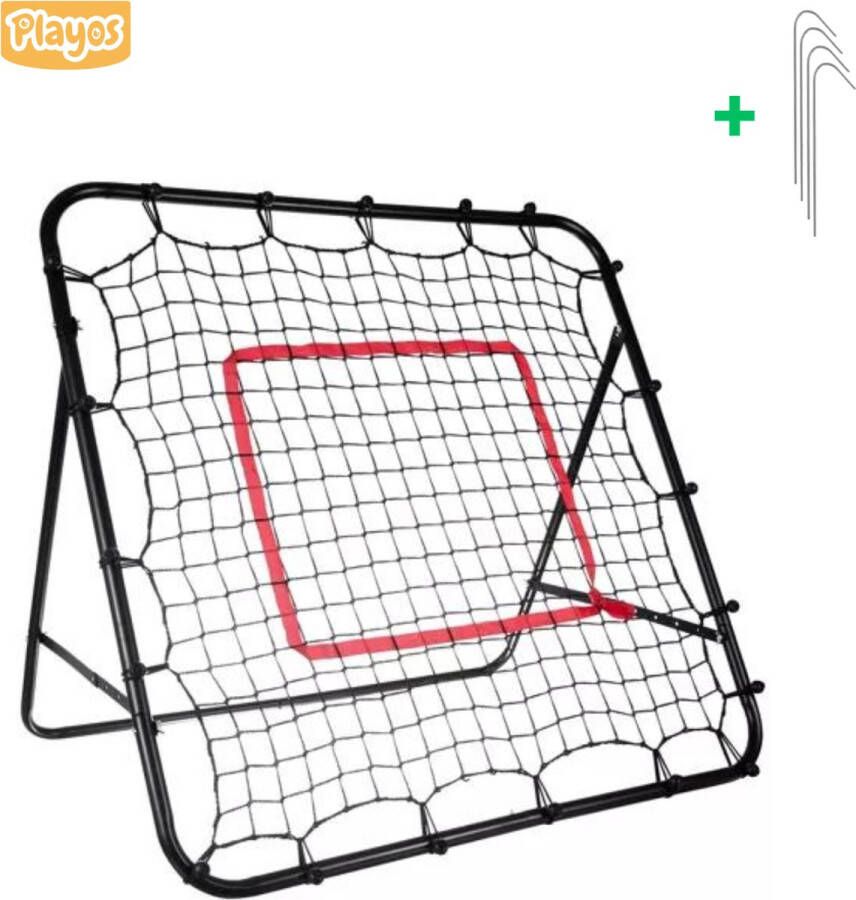 Playos Rebounder 100 x 100 cm met 4 Grondhaken Voetbal Kickback Voetbaldoel Buitenspeelgoed Voetbal Bouncer Trainingsmateriaal
