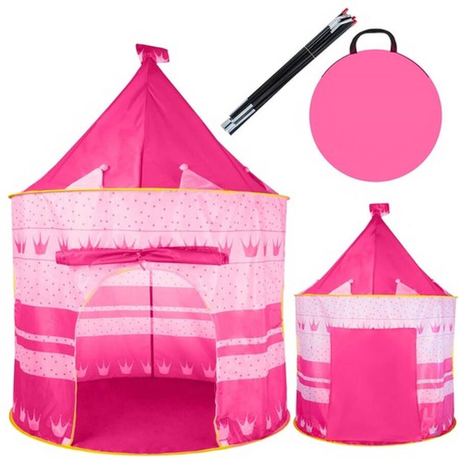 Playos Speeltent Roze 135 x 105 cm met Hoes Kasteel Speelhuis met Bodem Binnen en Buiten Popup