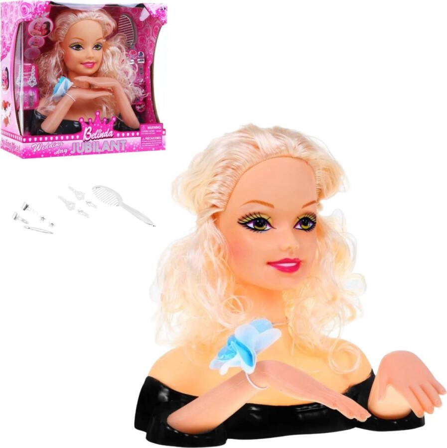 Playos Styling Doll Blond 2.0 met Accessoires Stylingshoofd Poppen Kaphoofd Styling Head Speelgoed Rollenspel Opmaakpop